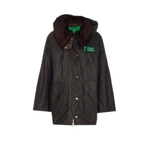 Barbour X Ganni Women Hooded Tartan Duffle Wax Jacket